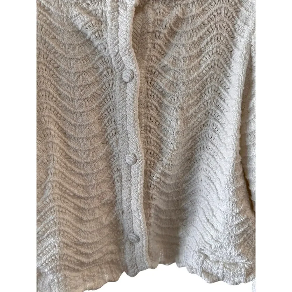 House of Harlow 1960 White Multicolor Trim Button-Down Knit Sweater Women Sz L